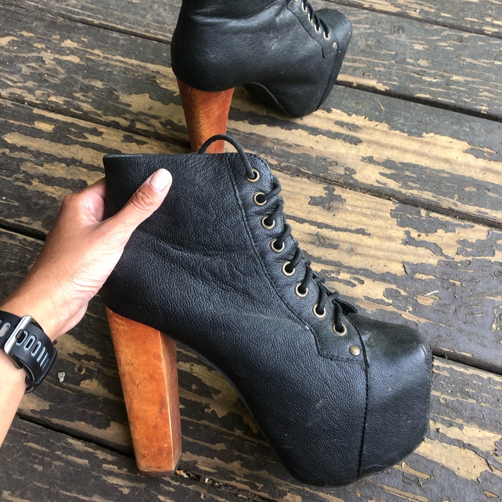 Jeffrey Campbell Black Leather Lita Booties 6.5